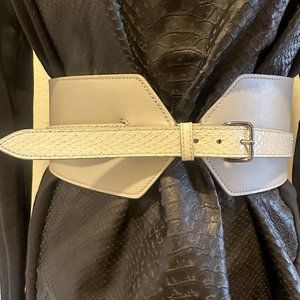 Alaia Grey Leather Snakeskin Corset Belt NEW Size 75